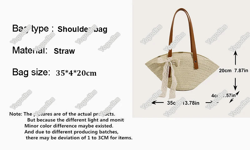 Women Braided Basket Clutches Bag Large Straw Portable Shoulder Bag Summer Beach Purses Shopper Satchel