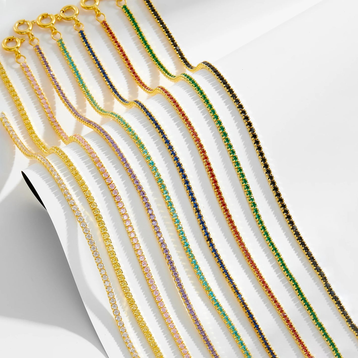 ANDYWEN 925 Sterling Silver Rainbow 1.5mm Tennis Chain Bracelet Luxury CZ Fine Jewelry Wedding Gift Soft Solid Jewelry Gift
