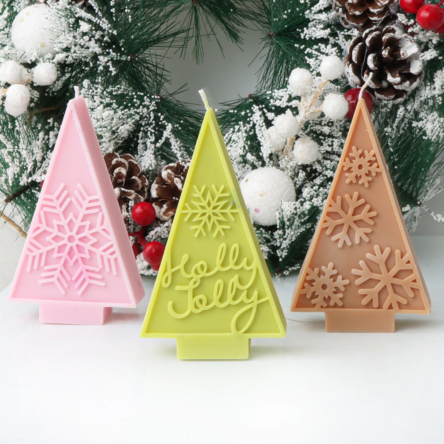 Christmas Tree Candle Mold DIY Embossed Snowflake Silicone Mold for Soap And Candle Making Home Decor Christmas Gift