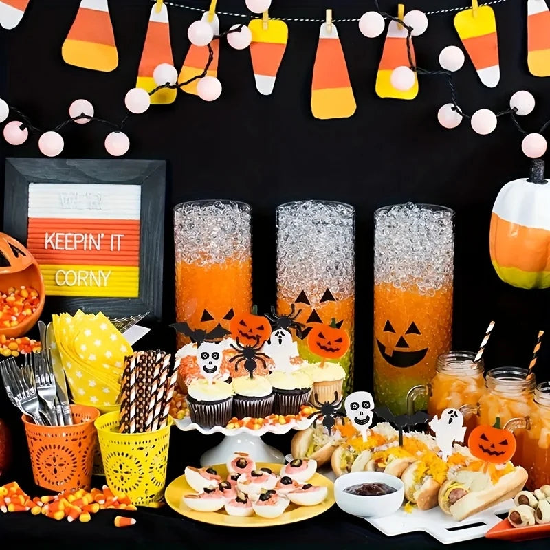 10/30/40PCS Plastic Halloween Toothpicks Halloween Cupcake Topper Ghost Bat Spider Fruit Toothpicks Halloween Party Cake Decorat