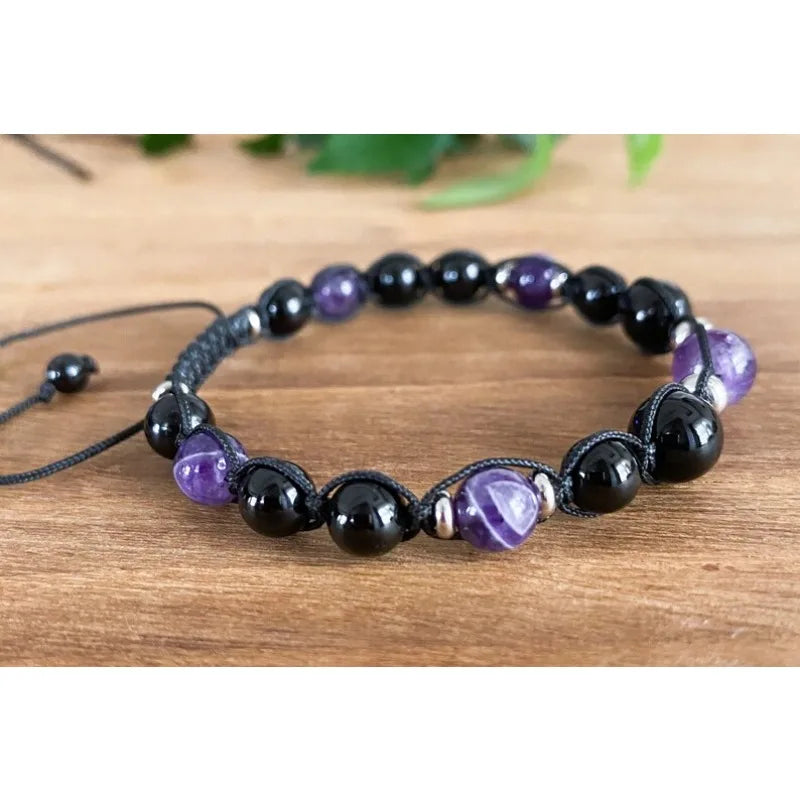 Black tourmaline amethyst bracelet