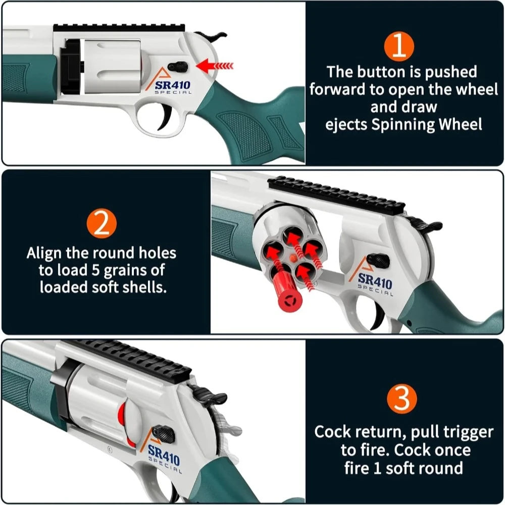 Soft Bullet Toy Guns Foam Revolver Blaster with Sight, Educational Outdoor Shooting Game Shotgun Model for Kids Christmas Gift