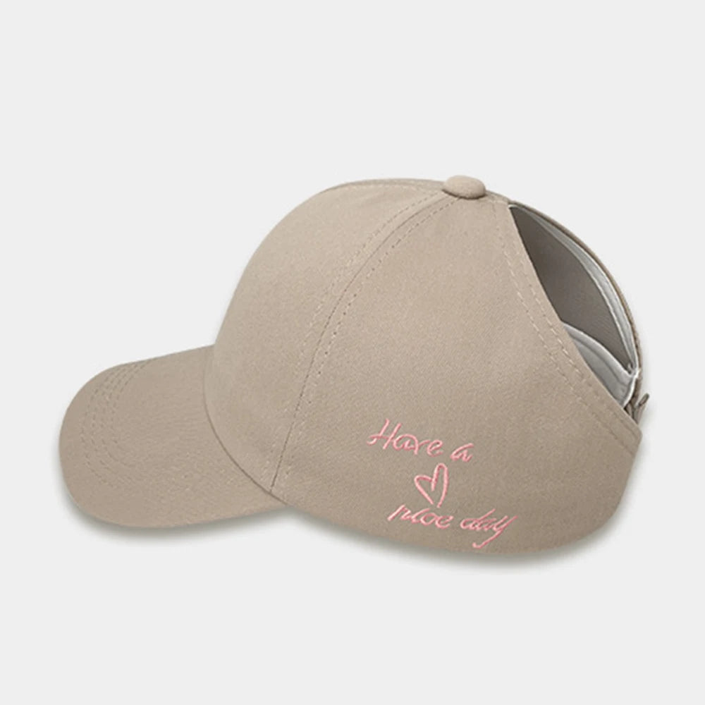 Y2K Sweet Bright Pink Rose Red Women Summer Hat Sun Cap Adjustable High Ponytail Baseball Caps Sun Protection Visor Hat Golf Cap