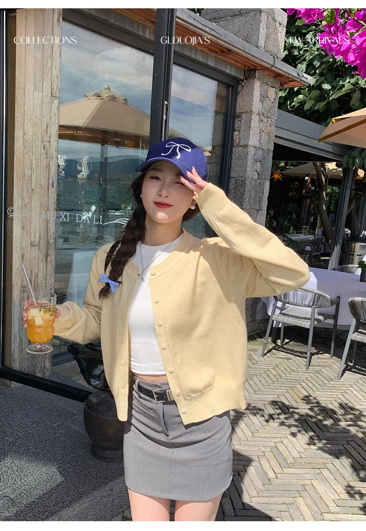 2025 Autumn Winter Knitted Cardigans Women Long Sleeve Tops O Neck Single Breasted Solid Soft Sweaters Mujer
