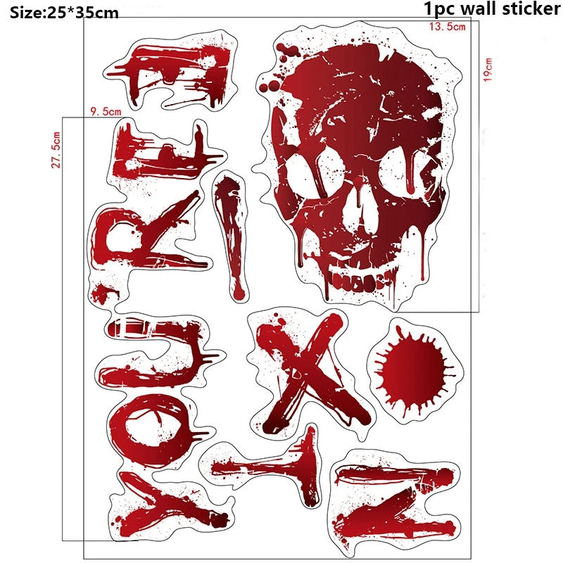 Halloween Window Bathroom Decor Horror Bloodstain Wall Sticker Bloody Handprint and Footprint Wall Decal Haunted House Decor