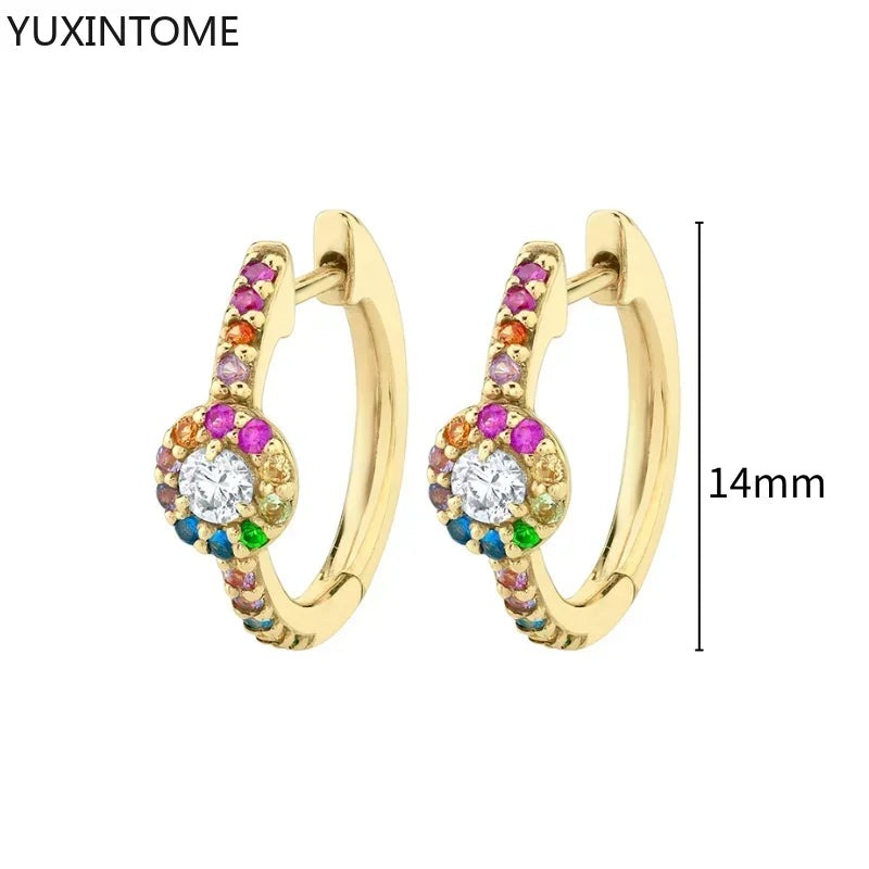 Colorful Crystal Earrings 925 Sterling Silver Ear Needle Stud Earrings for Women Cross Dangle Earrings Party Wedding Jewelry