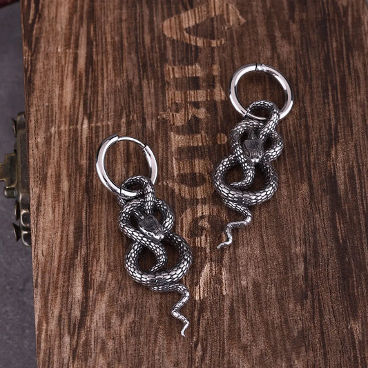 Stainless Steel Twisted Snake Street Tail Snake Earrings for Men and Women Punk Party Earrings Glamorous Everyday Jewelry Gifts