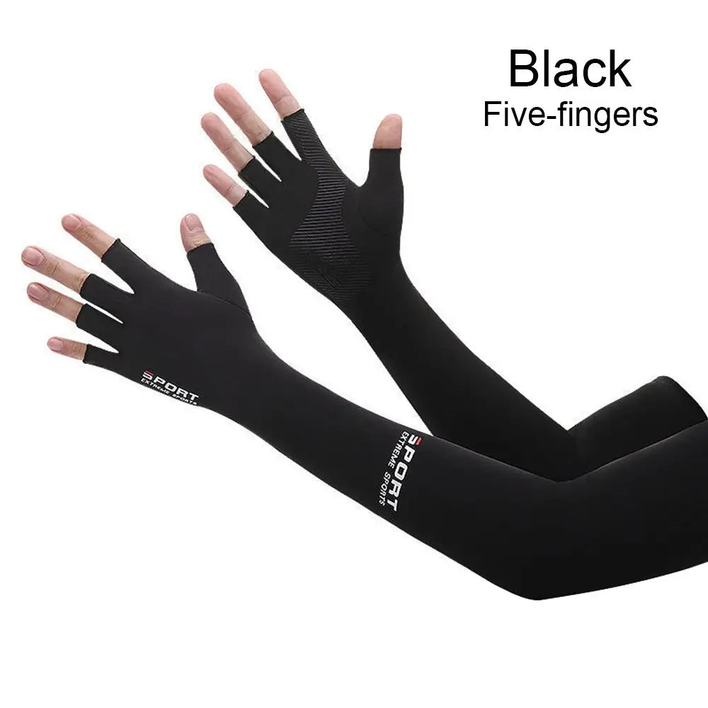 High Quality Ice Sleeve Armguards Anti-UV Breathable Ice Arm Sleeves Five-Fingers Riding Gloves Outdoor Sports Sun Protection