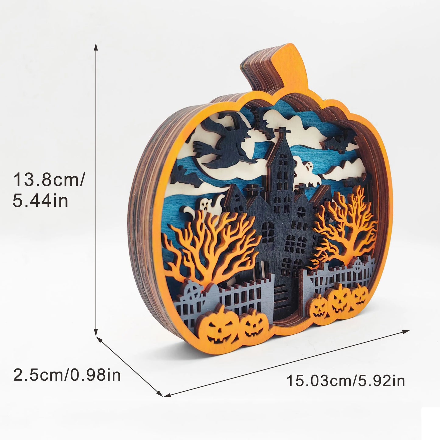 New Wooden Halloween Crafts Wooden Carved Halloween Pumpkin Ornaments Home Festival Decorations