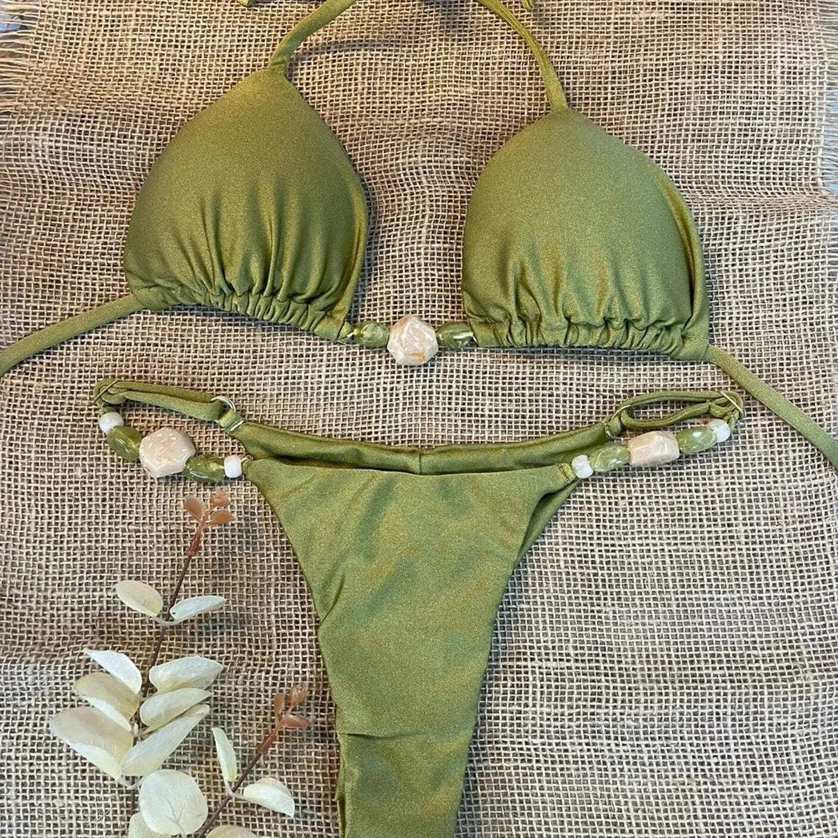 Sexy Micro Bikinis 2025 Women Halter Brazilian Bikini Set Female Pleated Swimsuit New Triangle Swimwear Beach Wear Bathing Suit