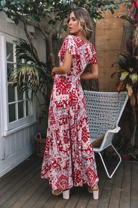 2024 Summer Leisure Hot Sale Holiday Printed Dress Sexy Long Dress Women's Wear