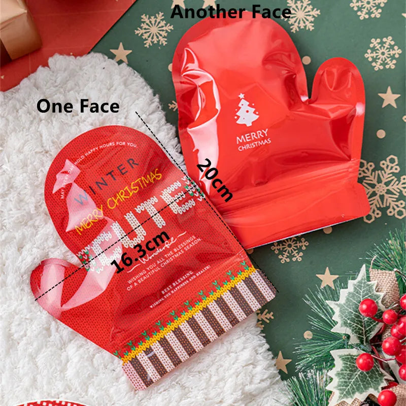 LBSISI Life 25pcs Ball Shape Christmas Gift Bag For Candy Chocolate Cookie Nougat Biscuit Packing Gift Tree Santa Zipper Bags