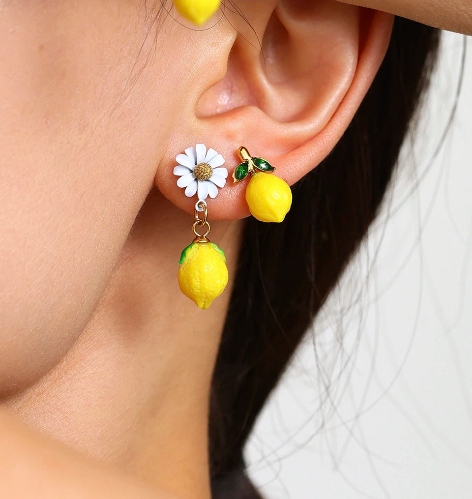 Shell Beads Bracelet With Multi Lemon Charms For Women Handmade Beaded Bracelets Matching Earrings Necklace Cute Jewelry Sets