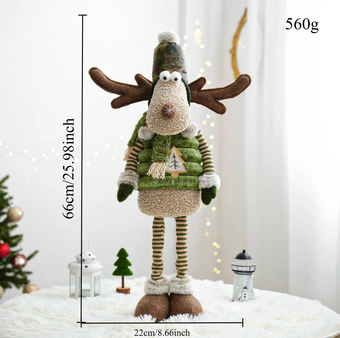 2025 New Christmas Elk Ornament Green Forest Series Elk Doll Christmas Telescopic Doll Holiday Ornament Christmas Gift