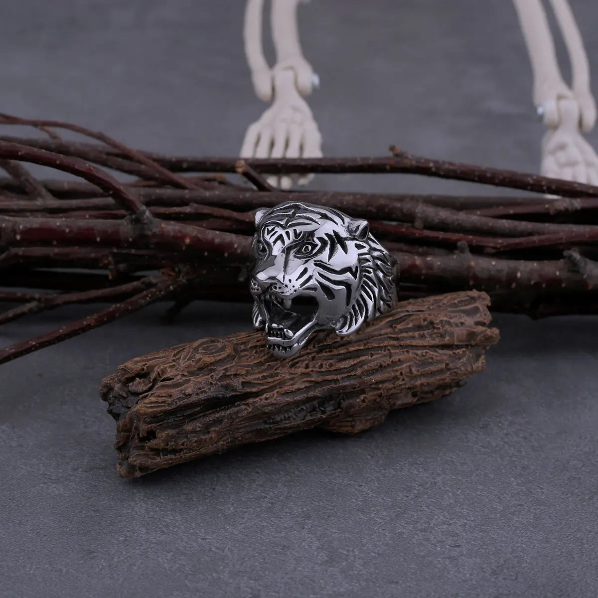 316L Stainless Steel Retro Domineering Tiger Head Ring Men's Rock Hip Hop Charm Boutique Handmade Ring Jewelry Boyfriend Gift