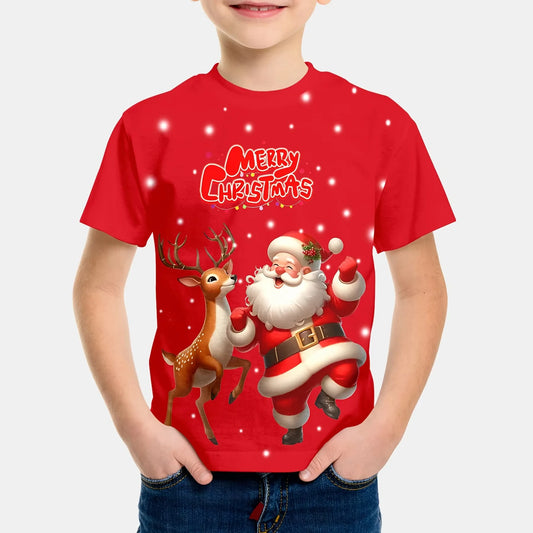 Kids Clothes Cartoon Christmas Santa Claus T Shirt Casual Short Sleeve T Shirts for Boys Girls 2-10y Christmas Gift for Children