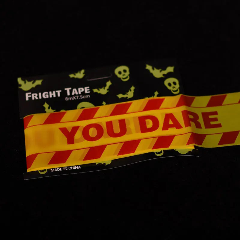Halloween Yellow Isolation Warning Tape with Bold Danger Signs Durable Plastic Material for Yard Haunted House Party Decoration