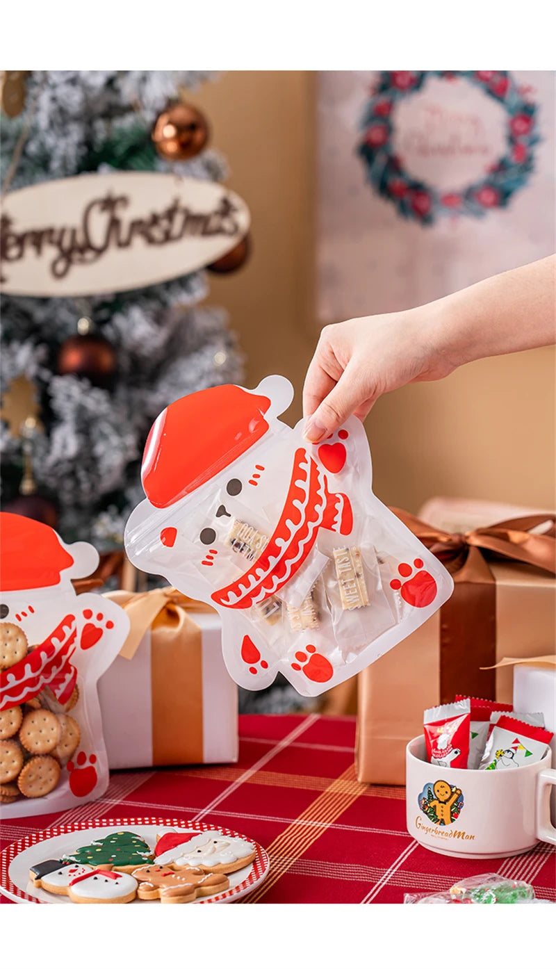 LBSISI Life 25pcs Ball Shape Christmas Gift Bag For Candy Chocolate Cookie Nougat Biscuit Packing Gift Tree Santa Zipper Bags