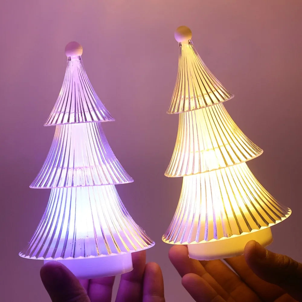 2/1pcs Christmas Decoration Ornaments Mini Luminous Crystal Christmas Tree High-end Desktop Ornaments Christmas Gift Lights