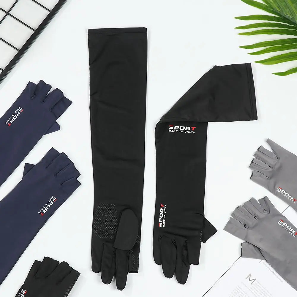 High Quality Ice Sleeve Armguards Anti-UV Breathable Ice Arm Sleeves Five-Fingers Riding Gloves Outdoor Sports Sun Protection