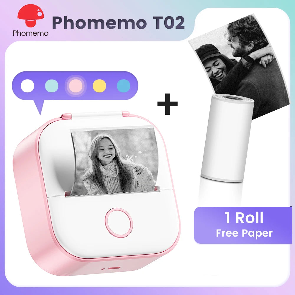 Phomemo T02 Pocket Printer Mini Portable Label Maker Self-adhesive Sticker mini impresora portatil impresora etiqueta adhesivas