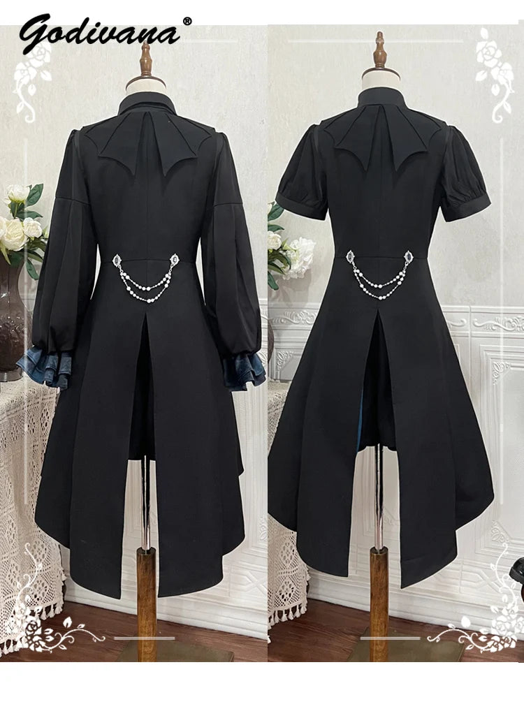 Original Dark Goth Prince Clothing Set New Spring Summer Women's Cool Black Shirt Irregular Vest Shorts 3 Piece Suit Outfits