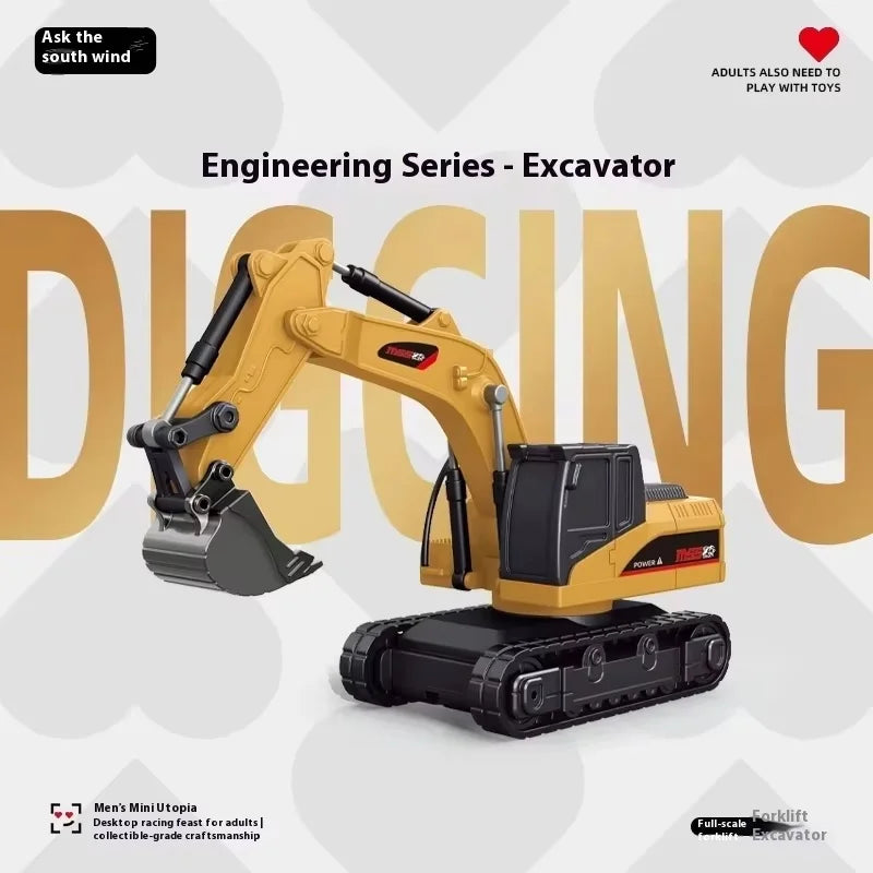 1/64 RC Car Alloy Mini RC Forklift Engineering Vehicle 2.4G Full Scale Mobile Phone RC Excavator Dumper Christmas Gift In stock