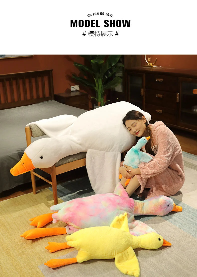 50-190cm 7 Colors Large Goose Plush Toys Brown Giant Hug Stuffed Animal Duck Kawaii Sleeping Pillow Big Christmas Gift for Girls