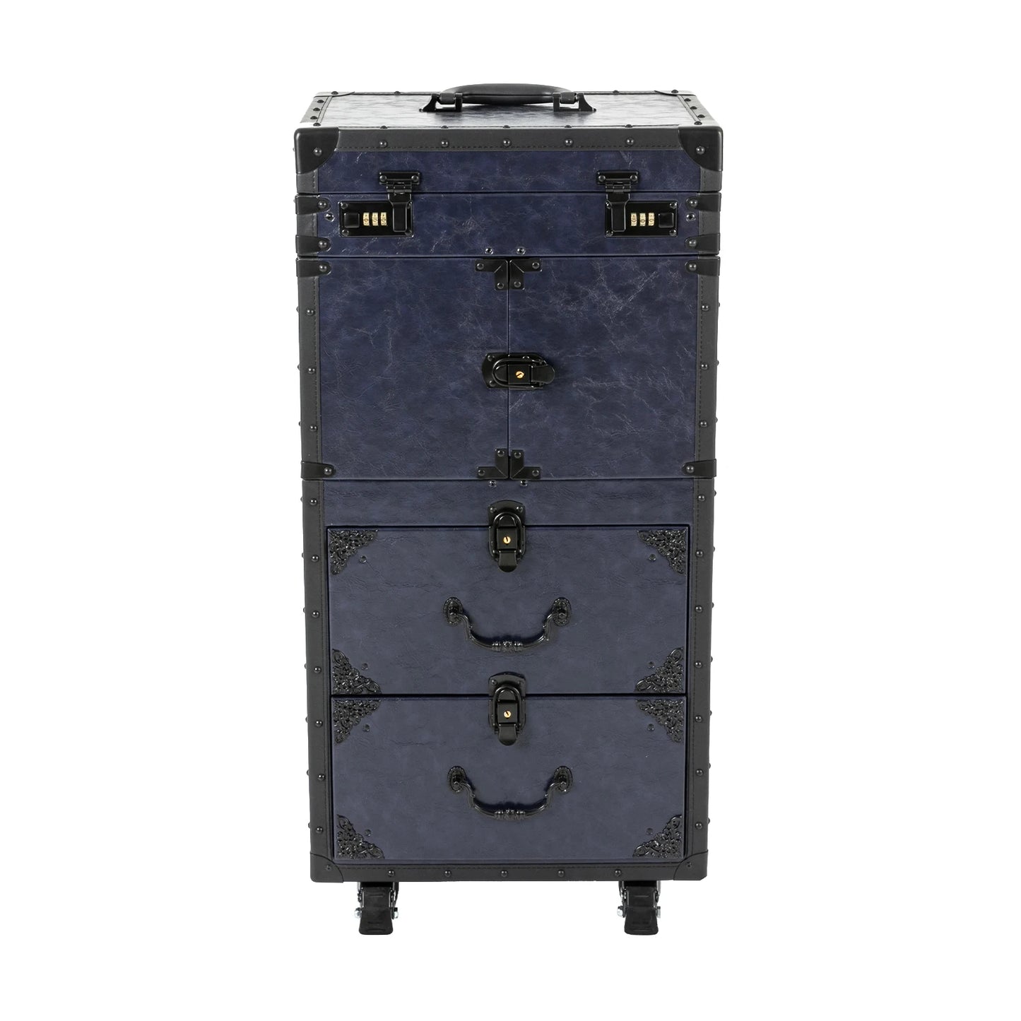 Artist Makeup Case Trolley Universal Casters with 4 Keys Rolling Nail Tech Makeup Cart Travel Box for Makeup Hairstylists