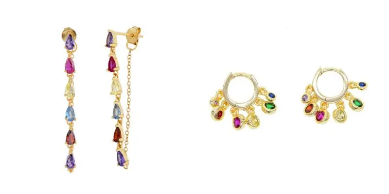 Colorful Crystal Earrings 925 Sterling Silver Ear Needle Stud Earrings for Women Cross Dangle Earrings Party Wedding Jewelry