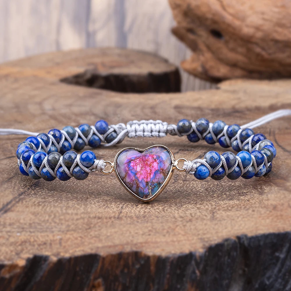 Jewelry Reiki Healing for Women Bracelet Natural Stone Heart String Handmade Braided Bracelets Emperor's Stone Wrap Bracelet