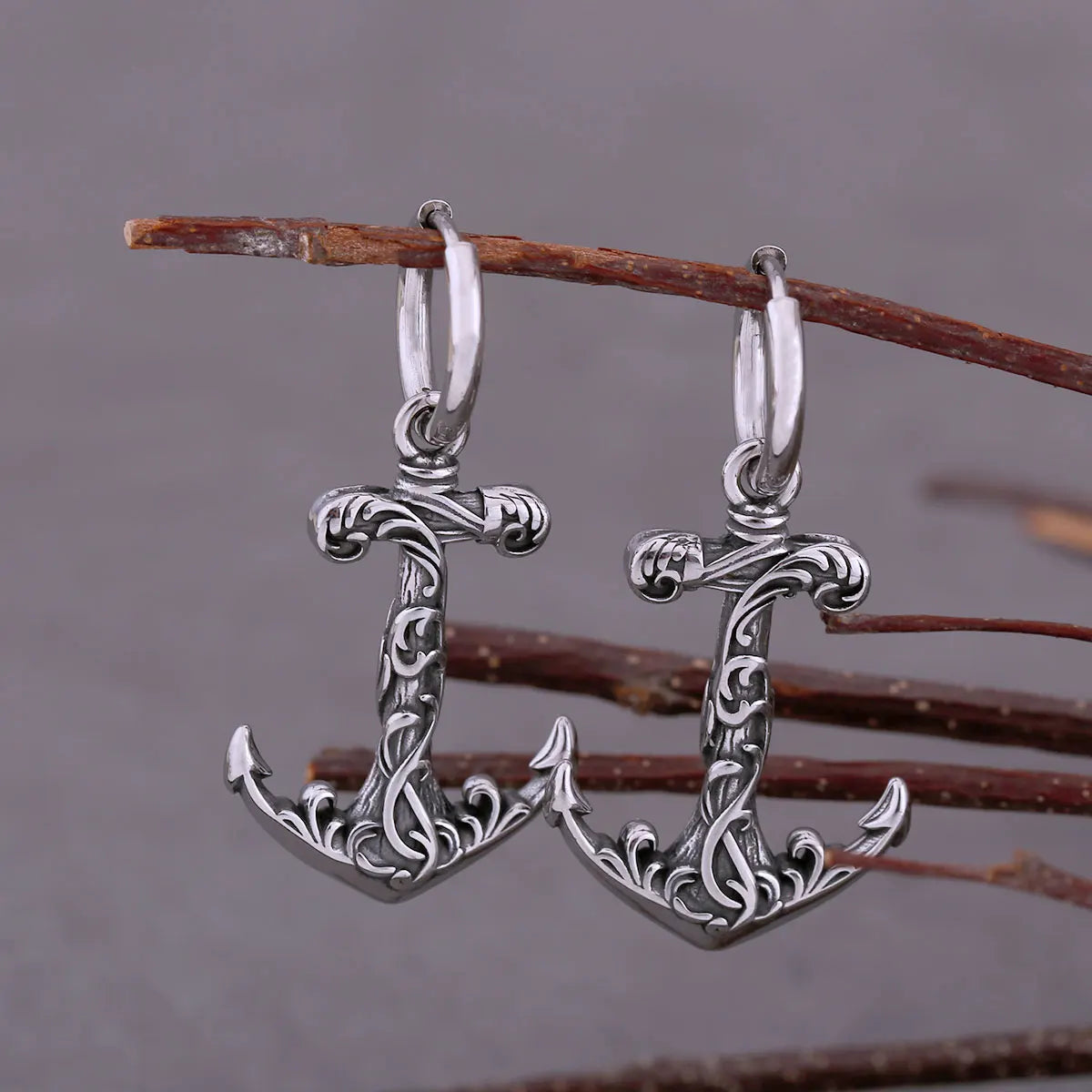 Stainless Steel Vintage Viking Anchor Drop Earrings Hip-hop Punk Rock Biker Boys Fashion Charm Earrings Jewelry Gift Accessories