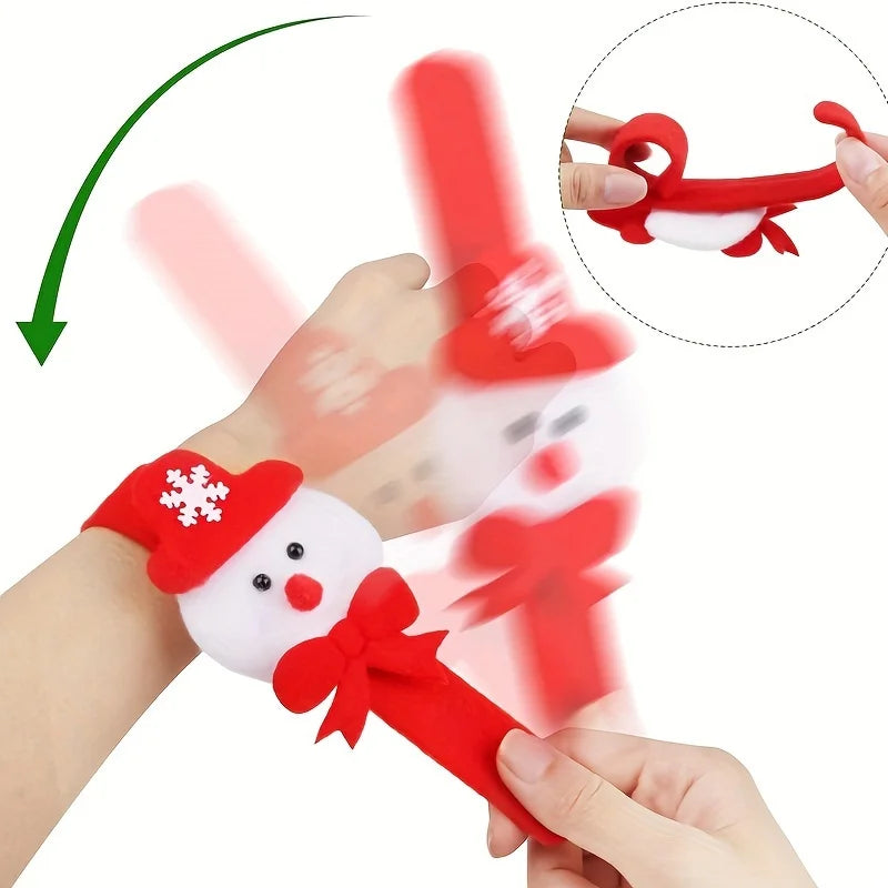 Cartoon Christmas Slap Bracelet Toy Kids Favor Santa Claus Snowman Reindeer Children Kid Wristband Christmas Gift New Year Decor