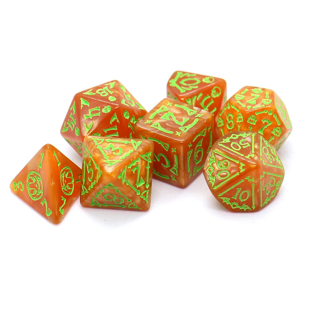 7pcs Set Relief Halloween Pattern Board Game Dice Set, DND Game Dice