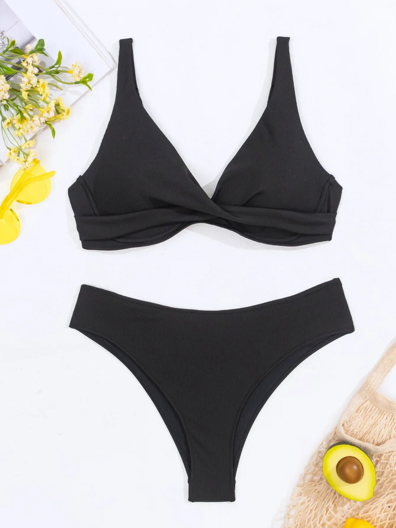 DFCF Women Split Swimsuit High Waist Beach Bikini 2025 New Summer Swimwear Bikinis Set Sexy Backless V Neck Bikini 2 Piece Set