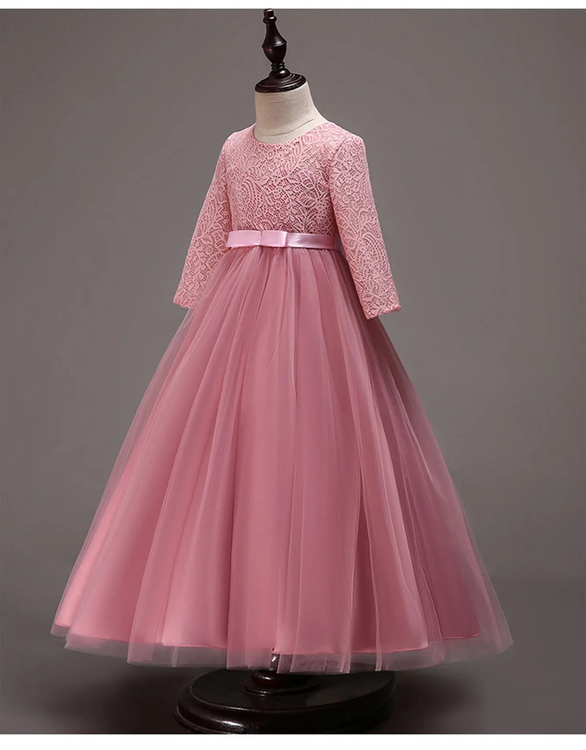 Little Big Girls Spring 3/4 Sleeves Lace Flower Girl Birthday Party Holiday Long Dress KLS1660