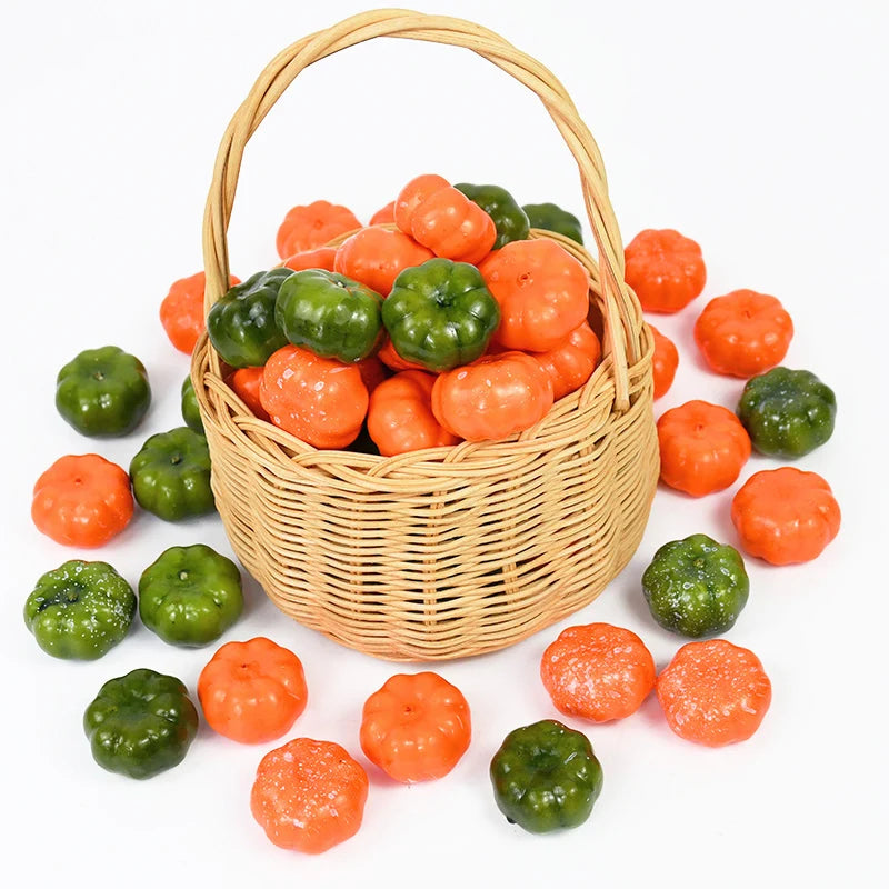 25/50pcs Mini Artificial Pumpkin Simulation Vegetable Halloween Decoration Home Halloween Party DIY Fake Pumpkin Decor Props 7z