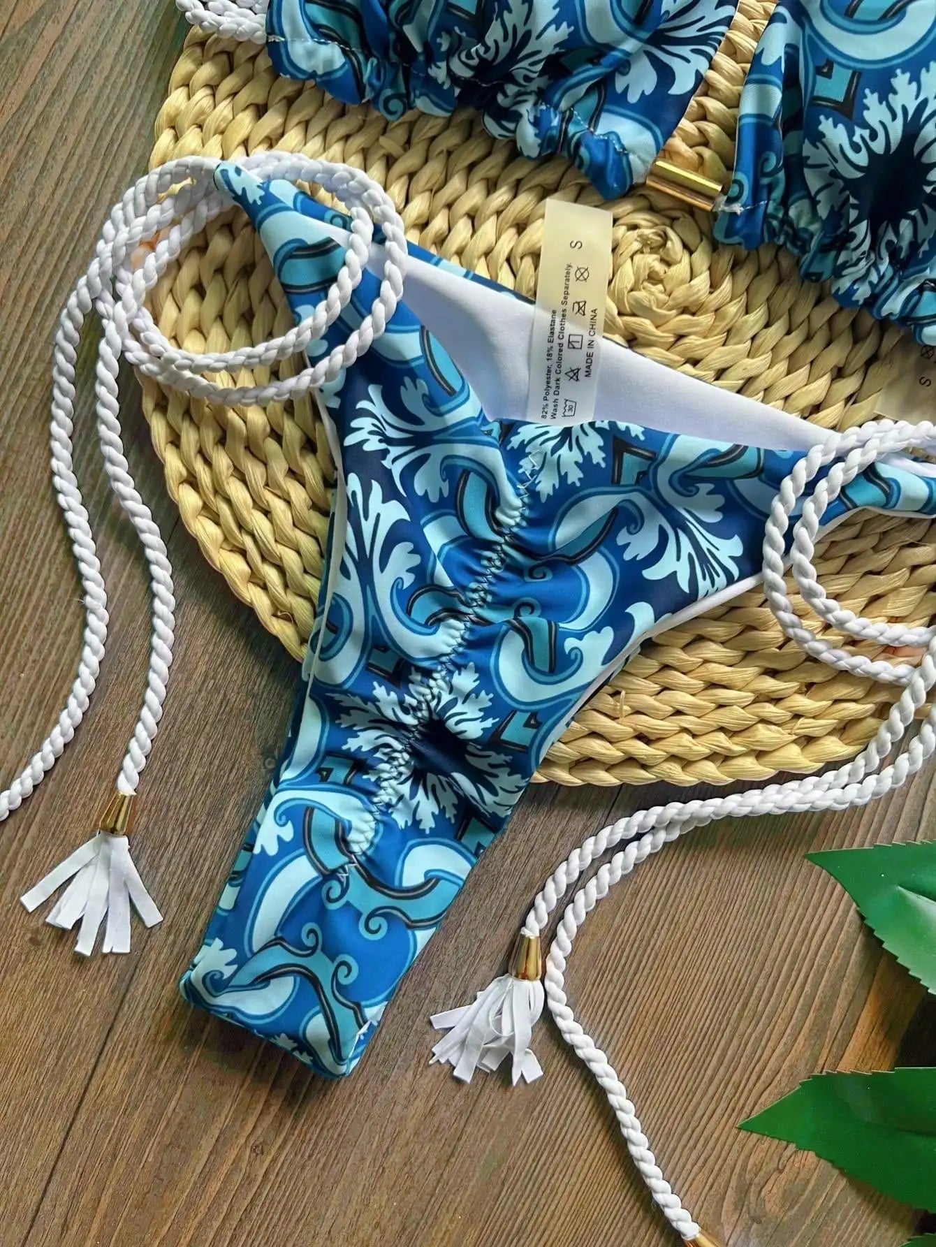RUOTONSEPT 2024 Sexy Print Women's Swimsuit Braiding rope Bandage Bikinis Set Triangle Swimwear Bathing Suit Brazilian Biquinis