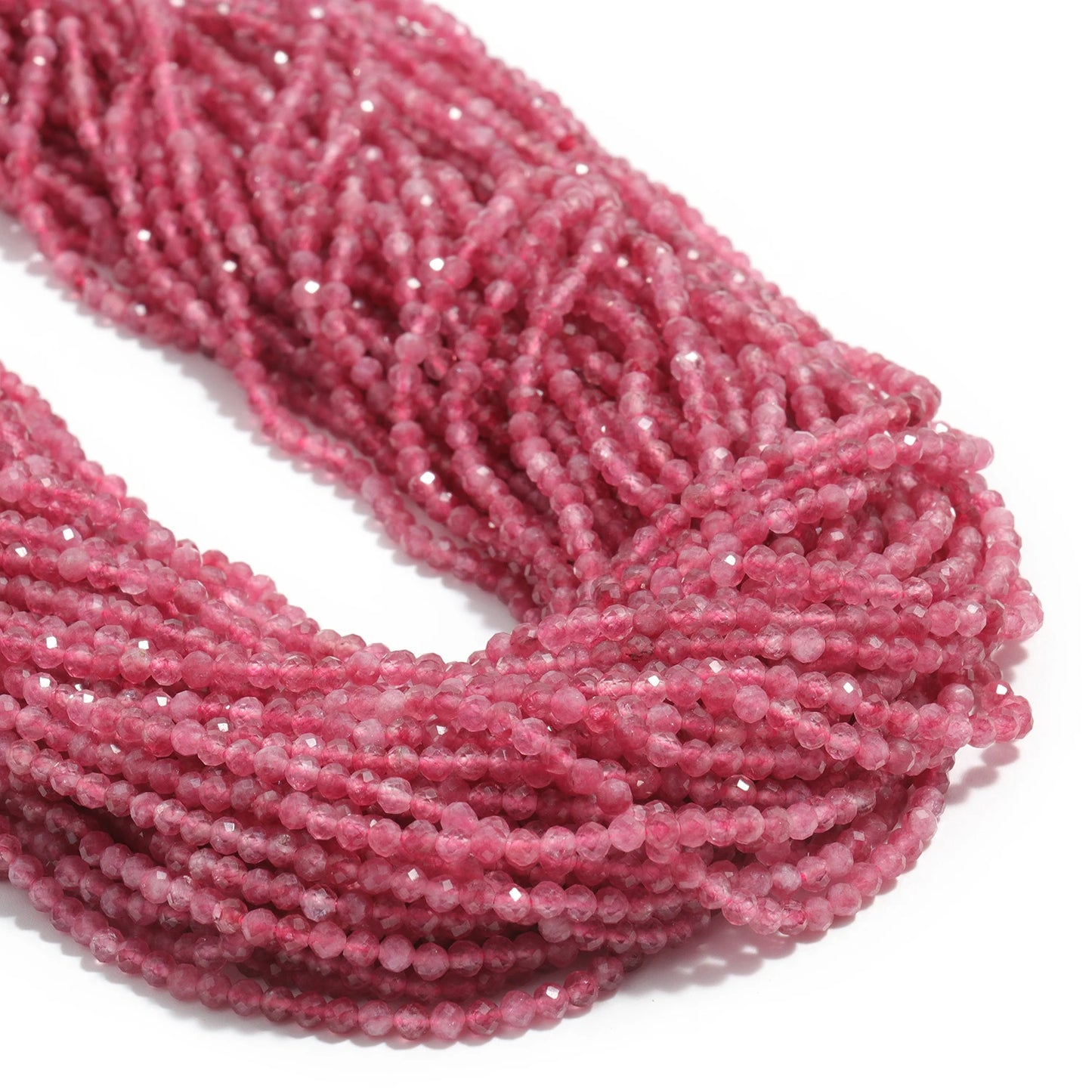Natural Pink Tourmaline Stone 2/3/4mm Tiny Faceted Round Loose Stone Beads For DIY Jewelry Making Bracelets Necklace Accessories