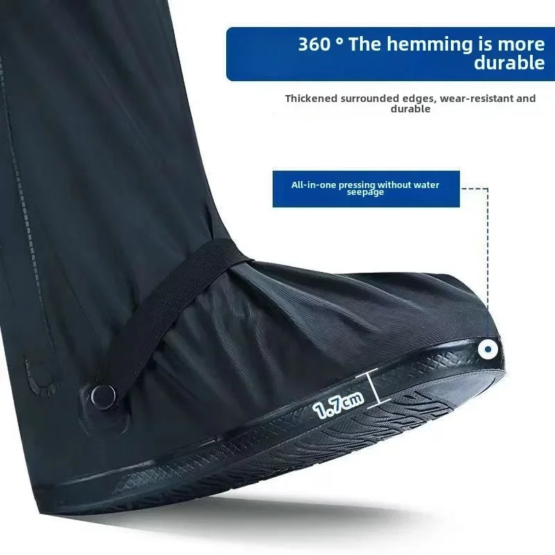 Rain Thickened Boot Shoe Cover Black Waterproof with Reflector High Top Non-slip Shoes Dust Covers Motorcycle Bike Rain Cover