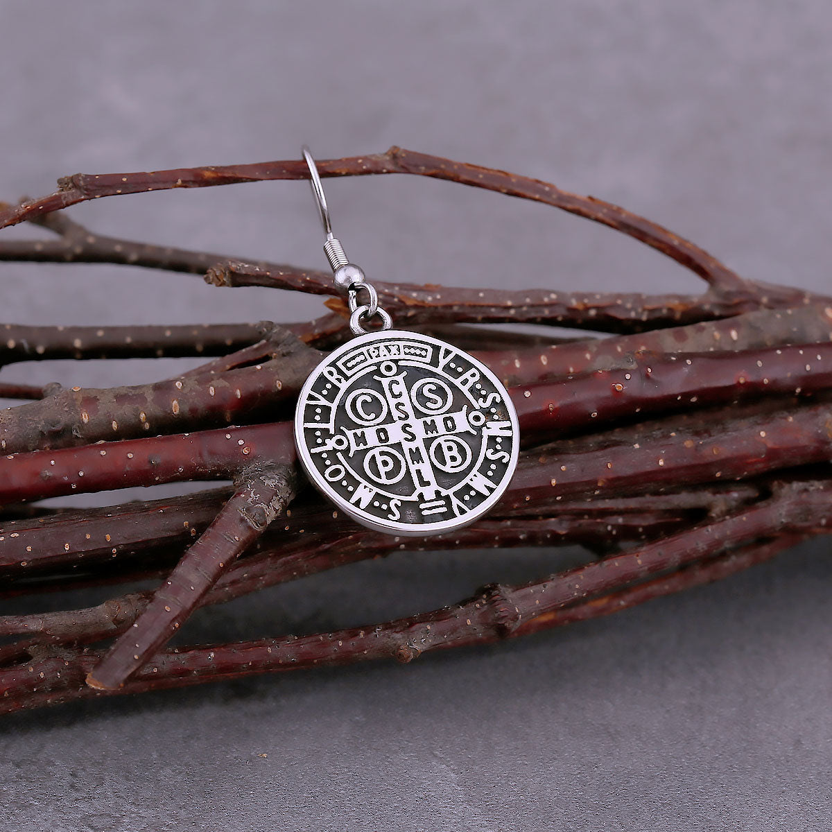 Fashion Religiou Cross CSPB Drop Earrings For Men Stainless Steel Christian Believer Amulet Earrings Vintage Charm Faith Jewelry