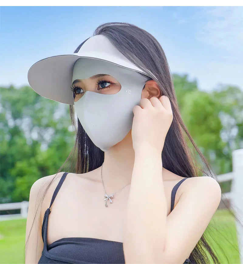 1/2Pcs Summer Full Face Mask Sun Protection Men Women Face Mask for Outdoor Travel Ice Sense Breathable Elastic Facekini