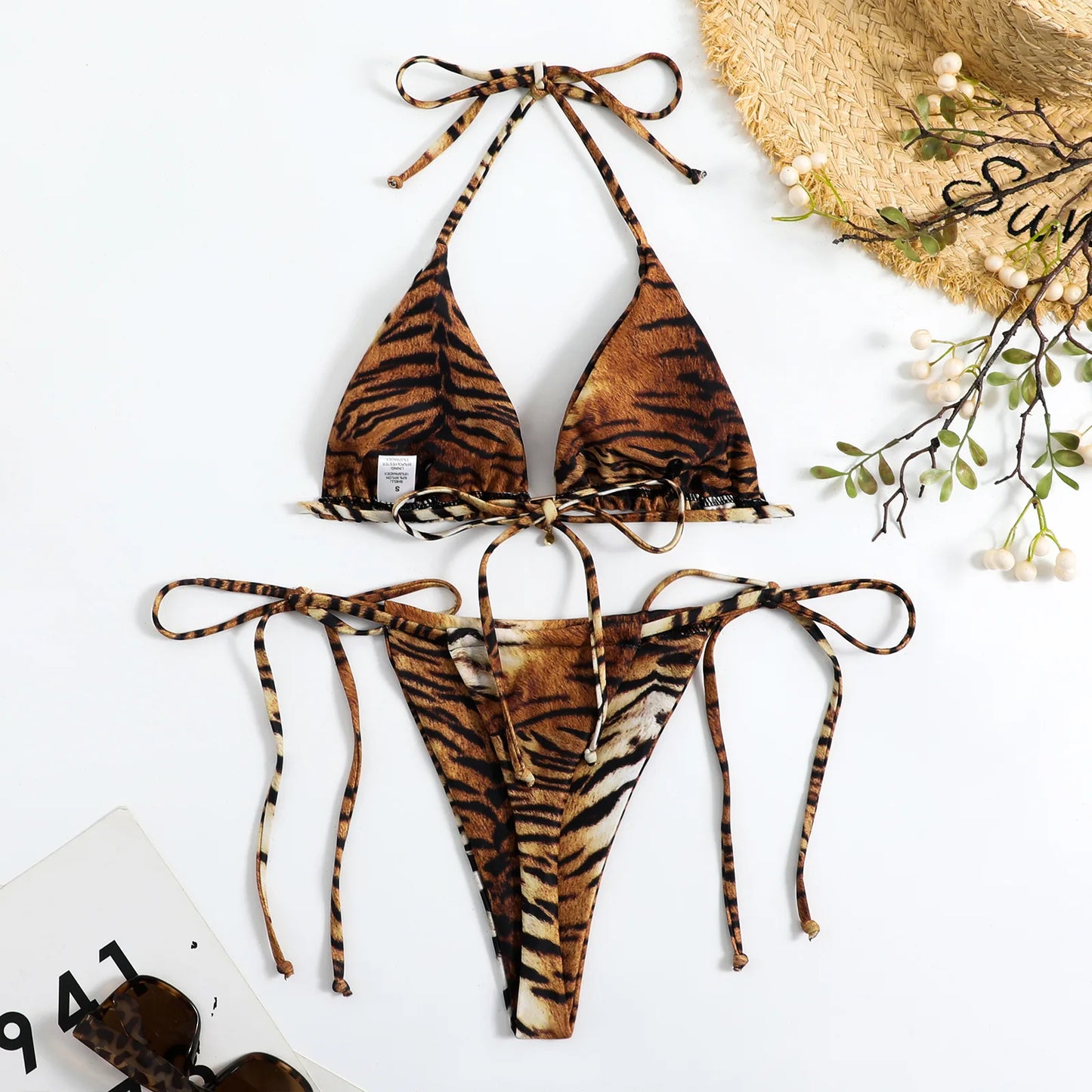 New Sexy Tiger Stripes String Bikinis 2025 Swimsuits Women's Swimwear Female Beach Swim Wear Bathing Suits Brazilian Bikini Set