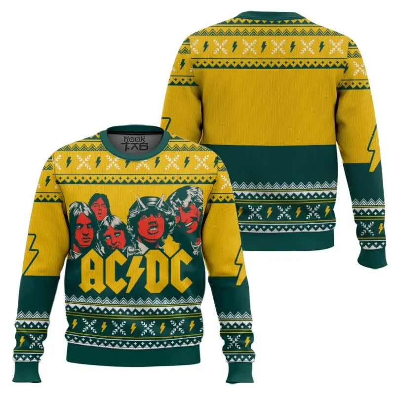 ACDC Ugly Christmas Sweaters Funny Holiday Party Pullover Angus Young Band Plus Size Xmas Sweaters for Men Christmas Gift 2026