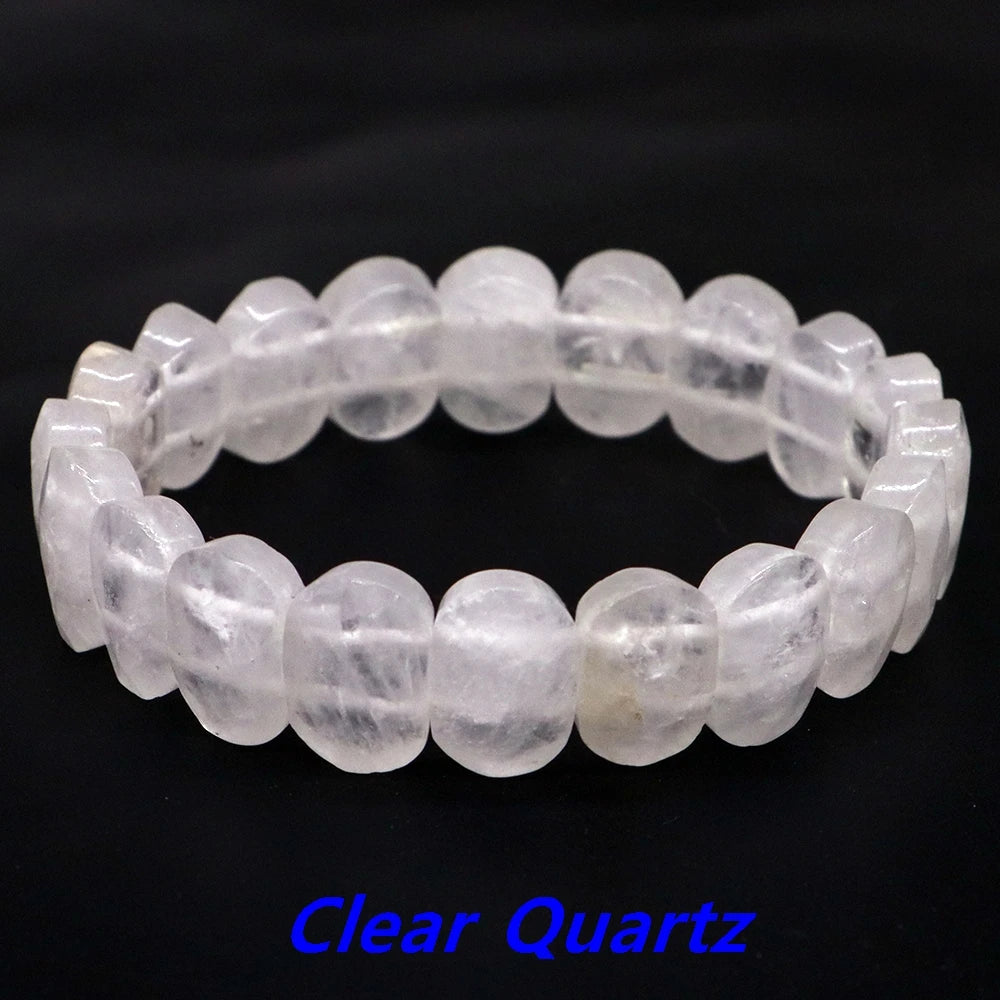8x14mm New Natural Cut Square Beads Strand Elastic Bracelets Amethyst Healing Crystal Energy Rectangle Bangle Women Jewelry Gift