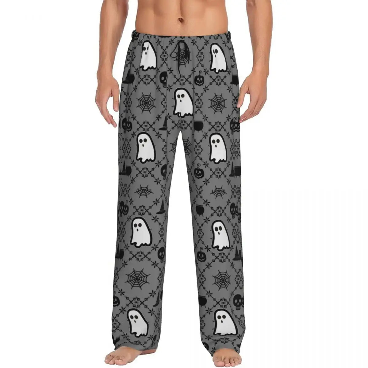 Custom Cute Spooky Halloween Bats Black And Purple Pajama Pants for Men Lounge Sleep Drawstring Sleepwear Bottoms with Pockets