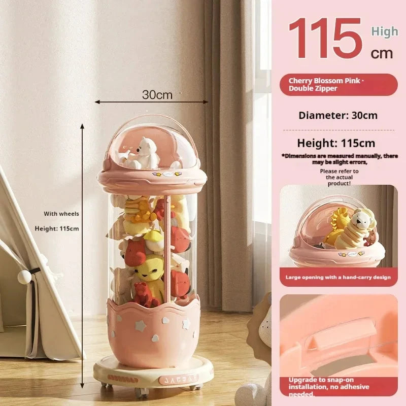 Astronaut Doll Storage Box Children's Plush Toys Storage Boxes Transparent Plastic Stuffed Home Storages Organization Zipper Bin