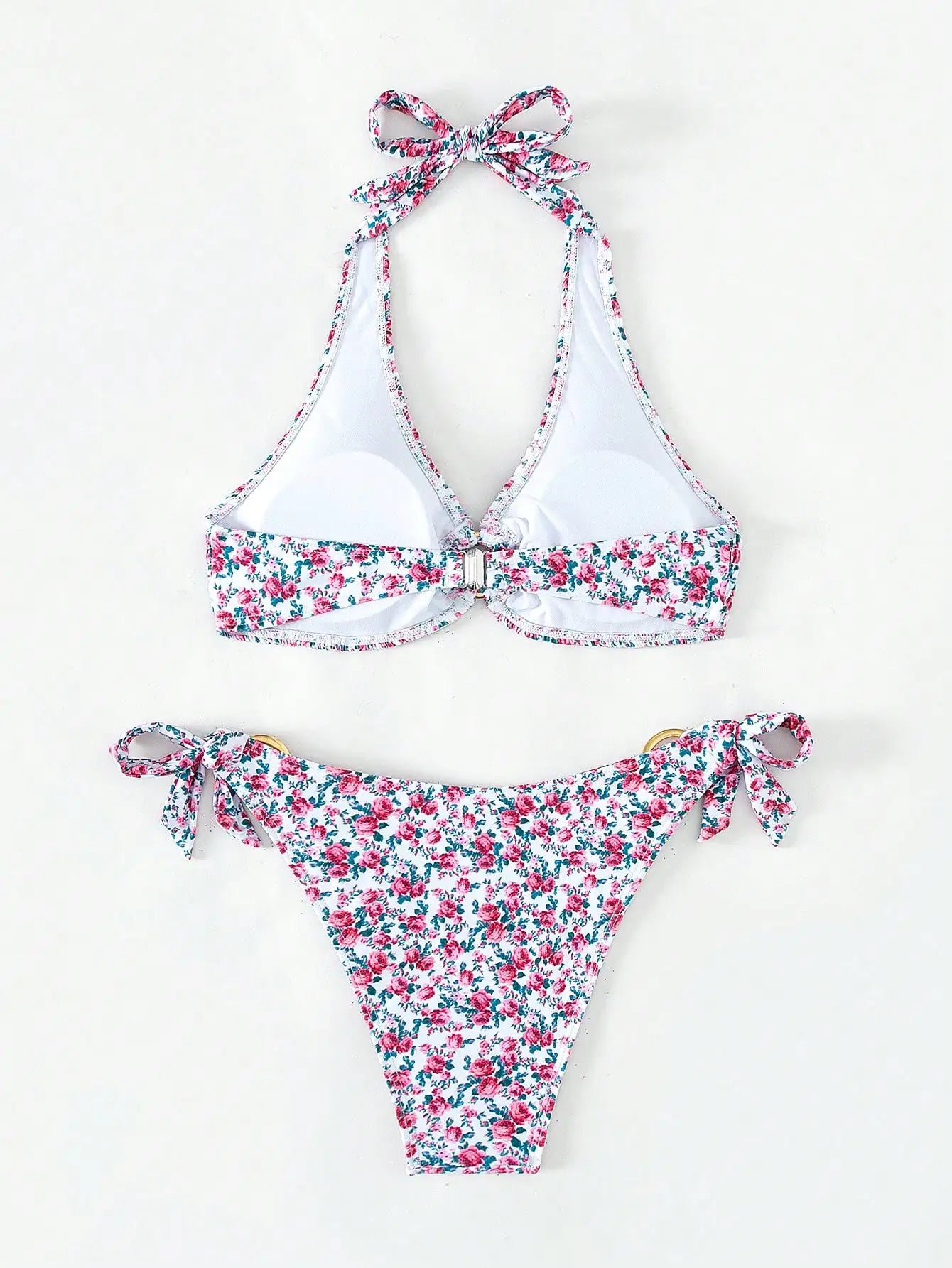 Floral bikini is small and fresh split slim swimsuit summer niche design youthful and bright