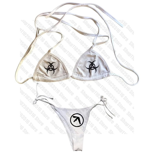 Cute Mini Bikini Women's Bikinis Sets Trend Sexy Beach Harajuku Emo Printed Swimsuits Punk Graphic Black 2025 Woman Swimwear Y2k