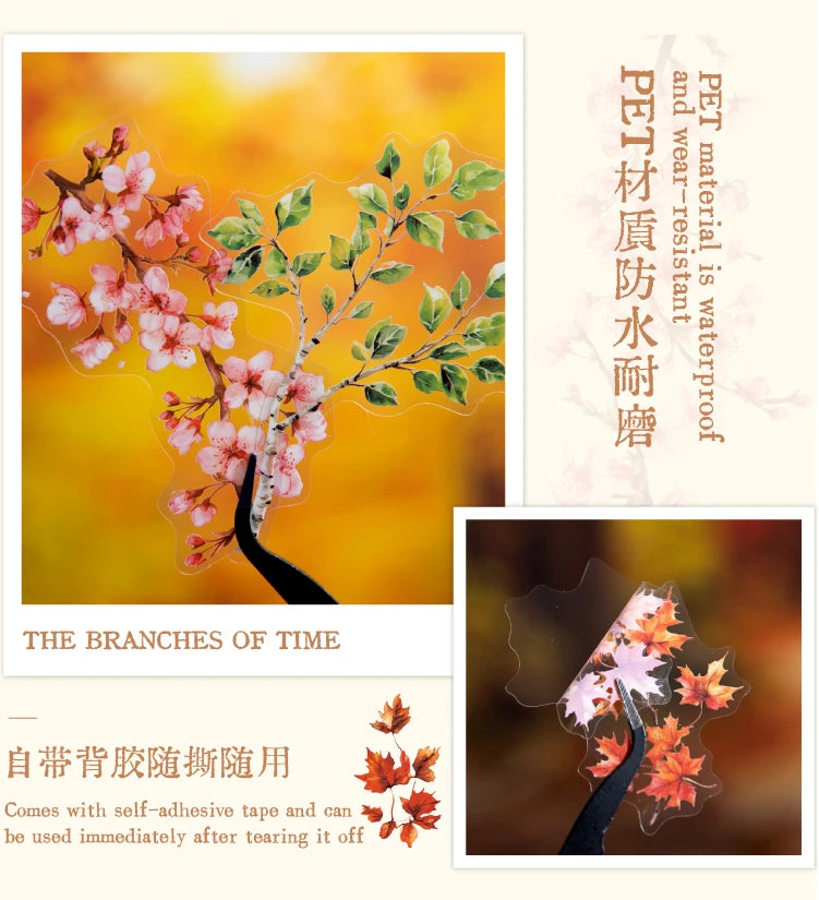 30pcs Plants Flowers Branches leaves Decorative PVC Stickers Scrapbooking Label Diary Stationery Album Phone Cup Journal Planner